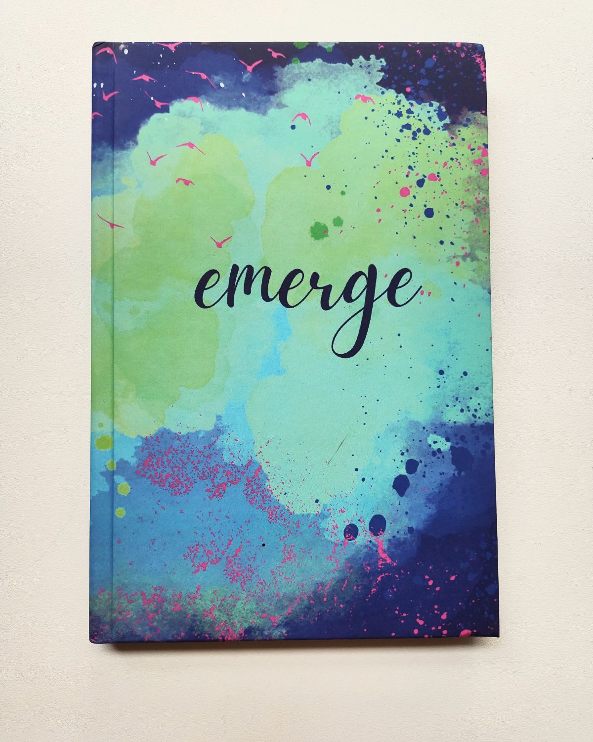 Blue and green cover of lined journal